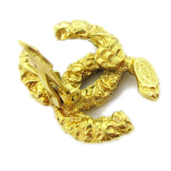 Chanel CC Earrings Clip-On Gold 93A 40698 - Picture 2 of 4